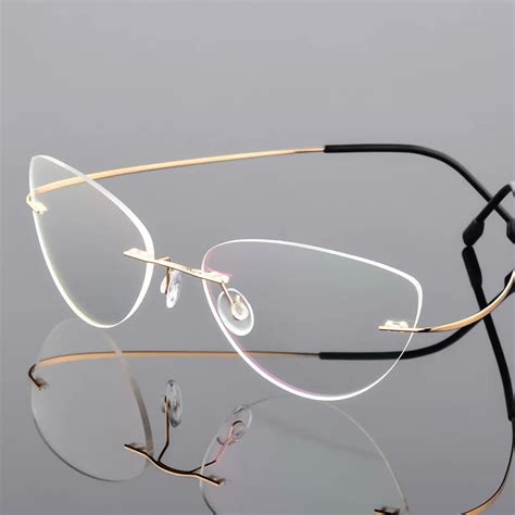 rimless cat eye prescription glasses.